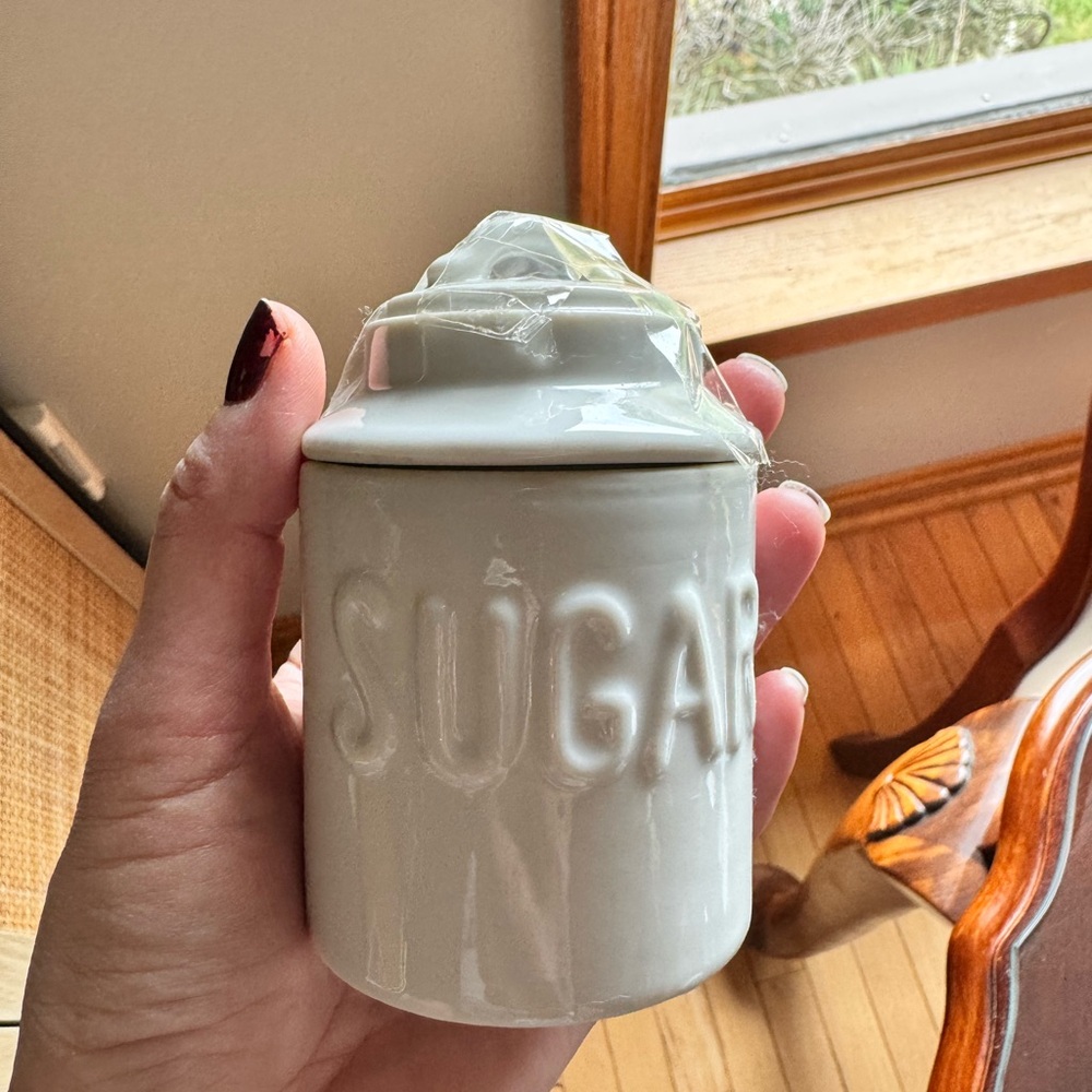 Vintage Ceramic Sugar Canister - Cream white home decor kitchen accessories